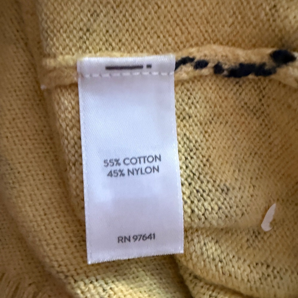 J. Jill Knit Sweater Large Yellow Floral Butterfly Excellent - Picture 3 of 7